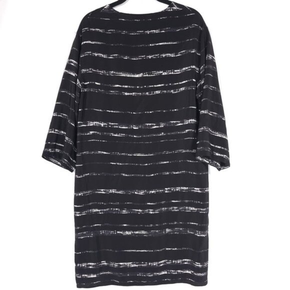 VINCE. Women's‎ Shadow Stripe Shift 100% SILK Mini Dress SMALL/P Black White - Picture 5 of 11